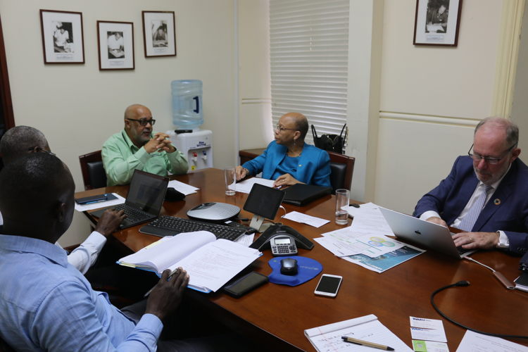 From left to right: Head of the OECS Environmental Sustainability Cluster Chamberlain Emmanuel, OECS Coordinator for Ocean Governance and Fisheries David Robin, Director General of the Organisation of Eastern Caribbean States (OECS) Dr. Didacus Jules, President of the World Maritime University (WMU) Dr. Cleopatra Doumbia-Henry and Director of WMU-Sasakawa Global Ocean Institute, and Nippon Foundation Professorial Chair, Ocean Governance & Law of the Sea, Professor Ronan Long.