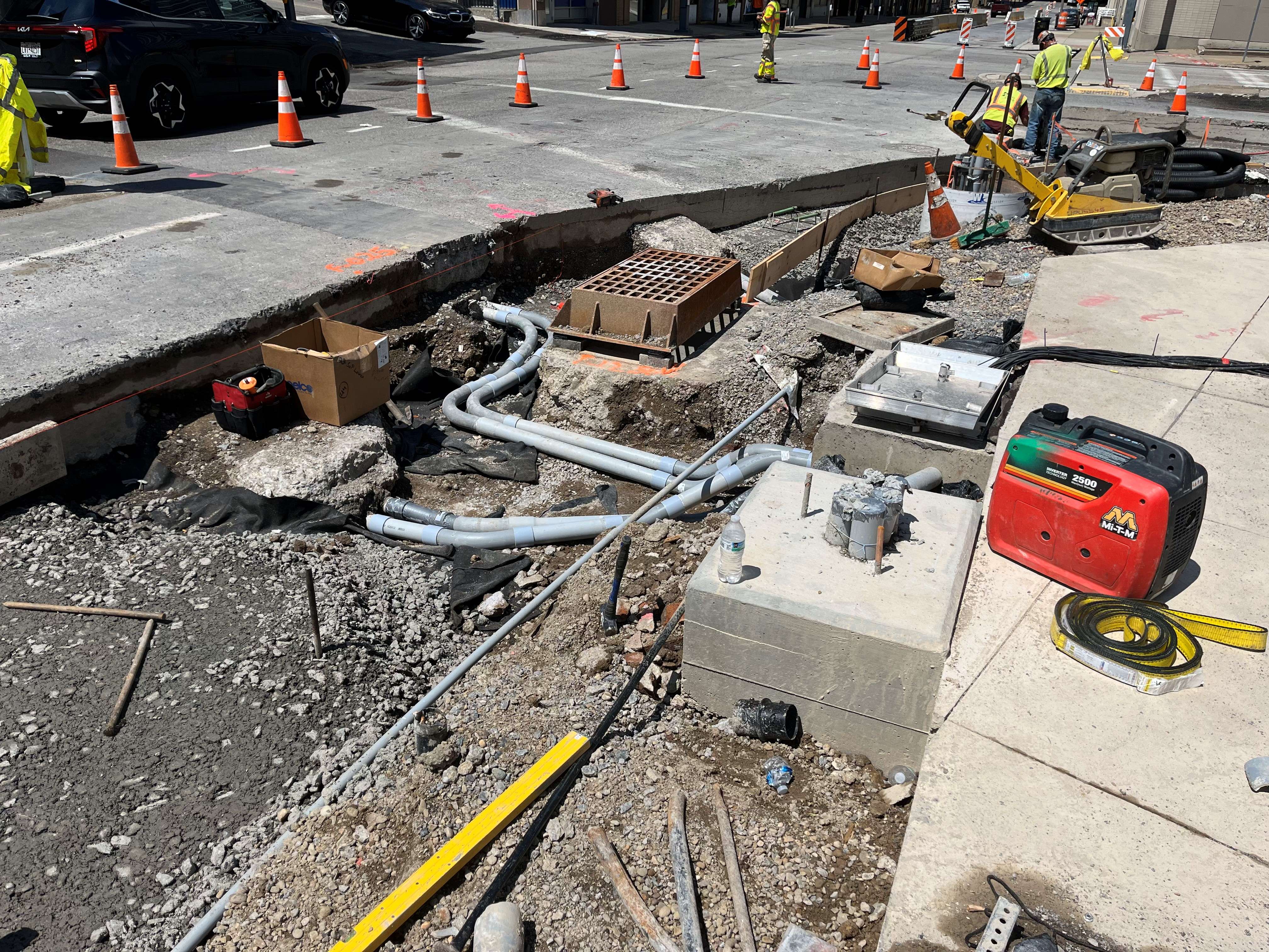Electrical conduit recently placed at Fifth Avenue and Washington Place Electrical conduit recently placed at Fifth Avenue and Washington Place