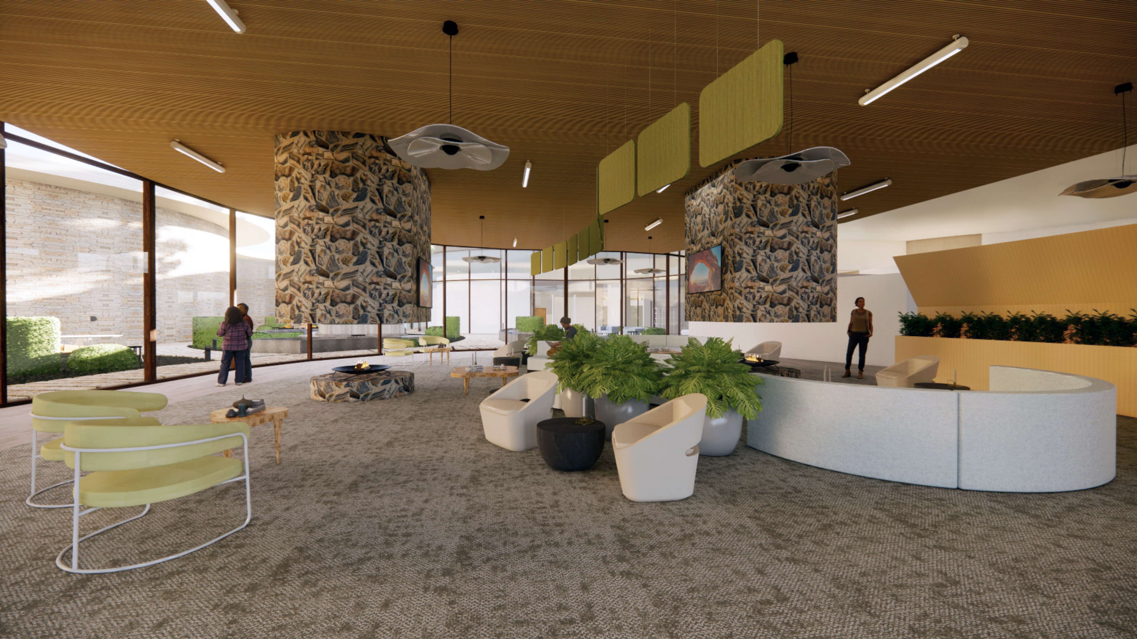 A rendering by Keeleigh Johnson of the lounge area at the Mere Substance Use Rehabilitation Center in Alva, Oklahoma. A rendering by Keeleigh Johnson of the lounge area at the Mere Substance Use Rehabilitation Center in Alva, Oklahoma.