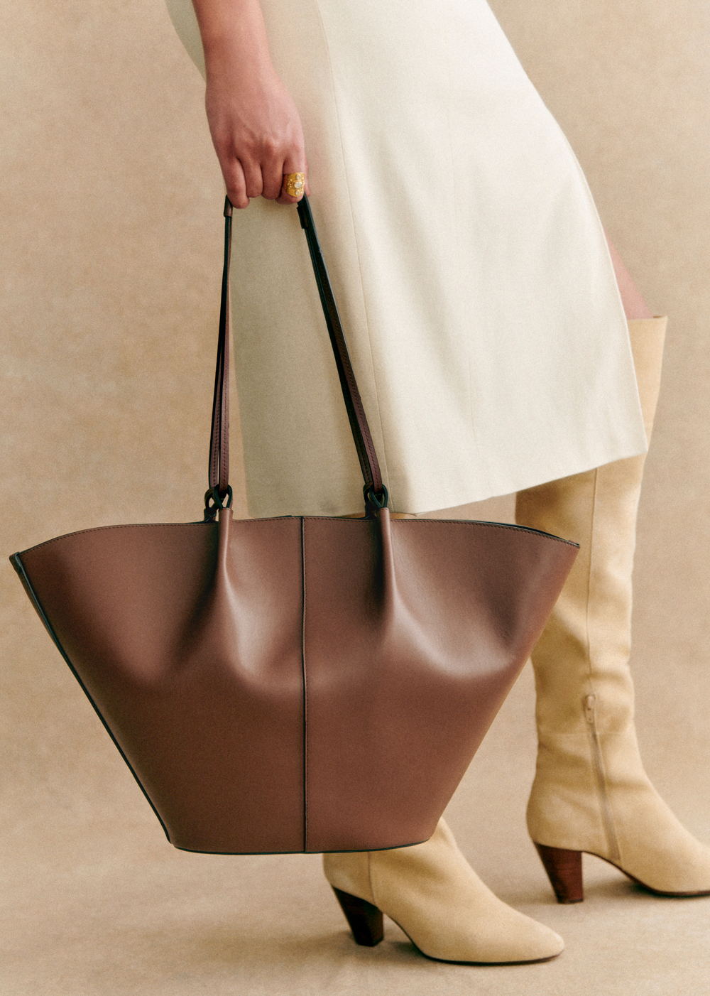 Sézane - Cabas Mara - Chocolat lisse - 370€