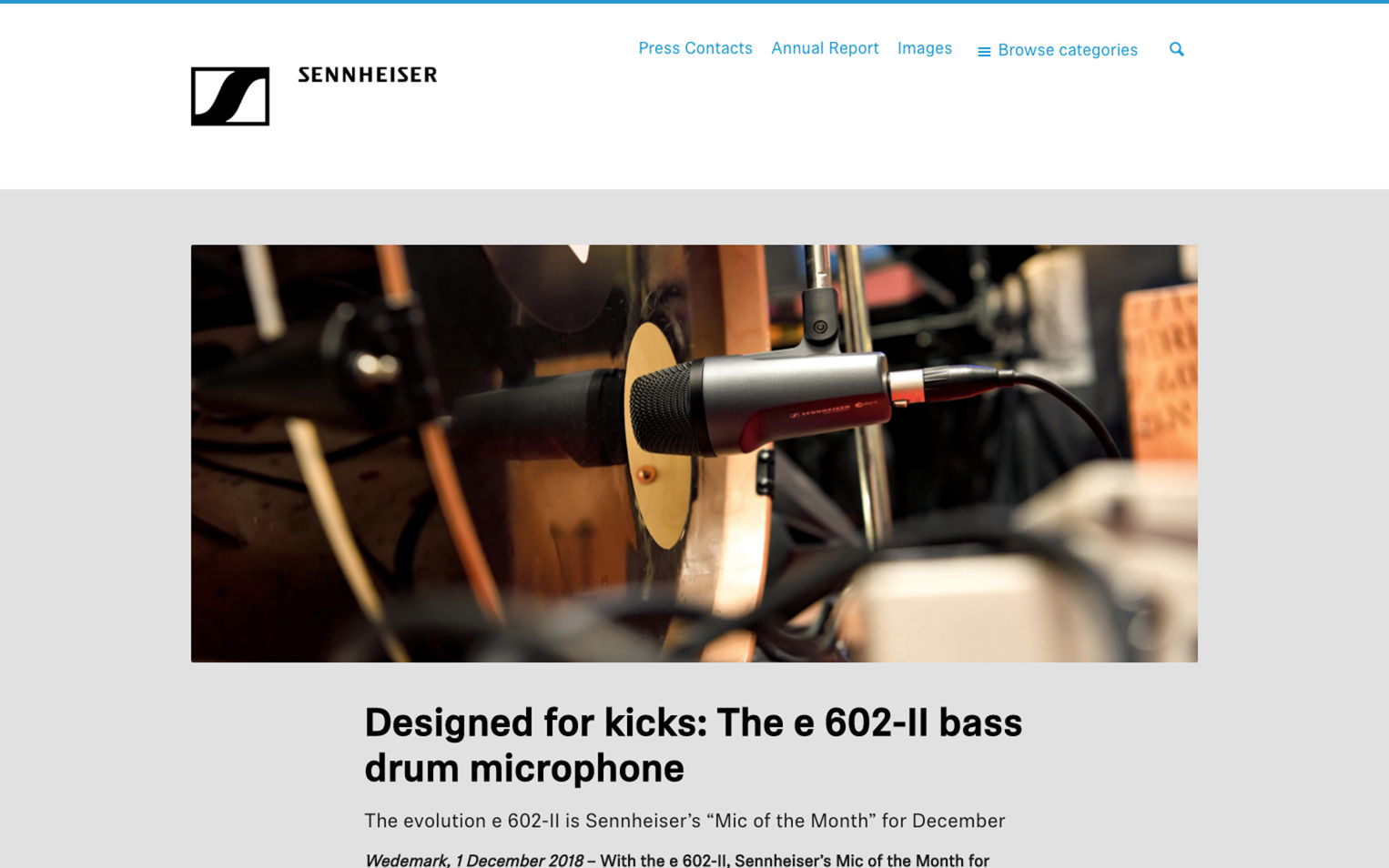Designed for kicks: The e 602-II bass drum microphone