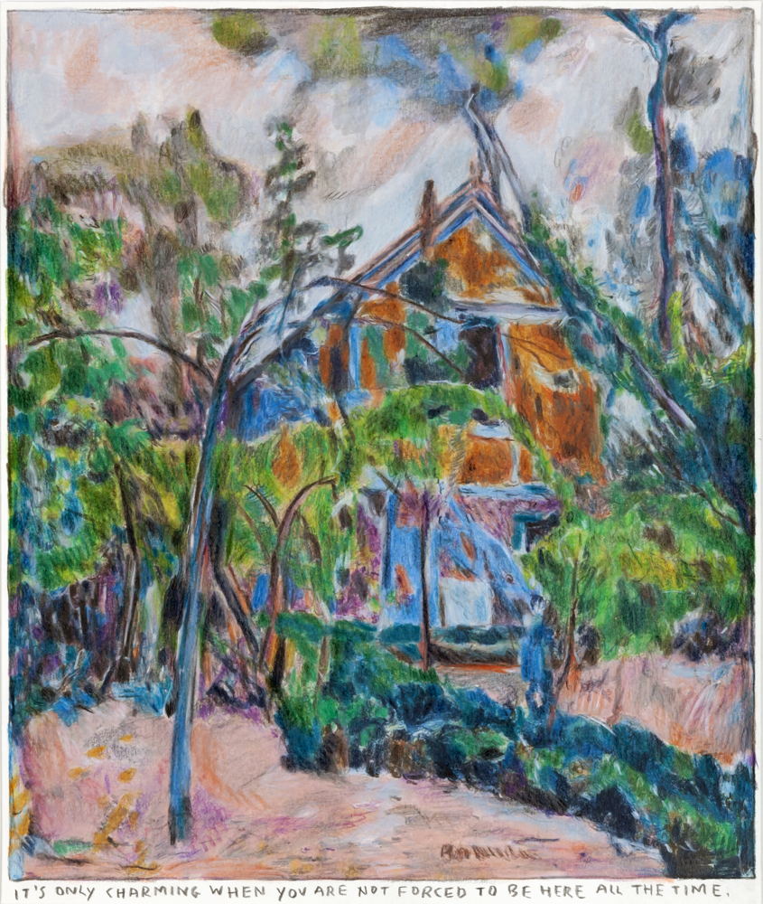 Rinus Van de Velde, It's only charming..., 2019 colored pencil on paper, artist frame 30 x 25,1 cm. Courtesy Tim Van Laere Gallery, Antwerp. Rinus Van de Velde, It's only charming..., 2019 colored pencil on paper, artist frame 30 x 25,1 cm. Courtesy Tim Van Laere Gallery, Antwerp.
