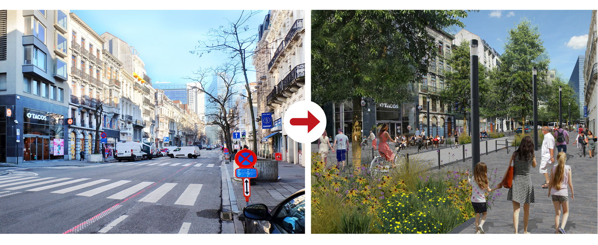 Boulevard Adolphe Max, avant et après.