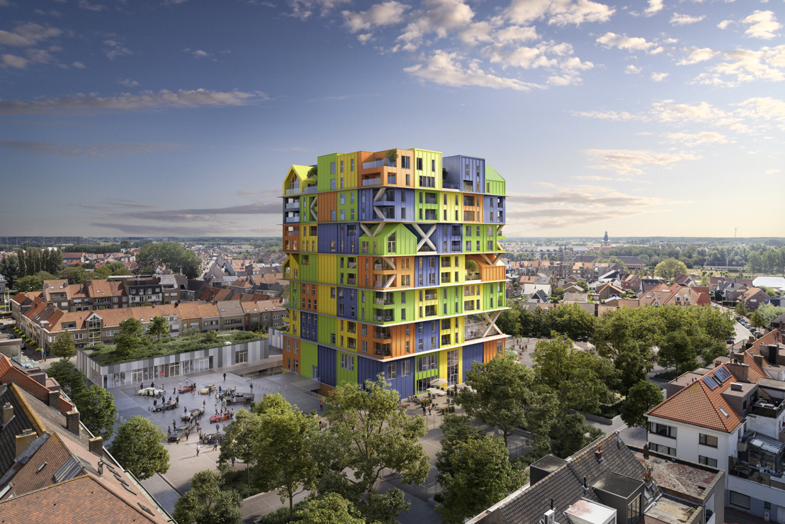 Projet résidentiel Hoost : une superposition de blocs colorés pour un nouveau pôle d’attraction au cœur de Heist