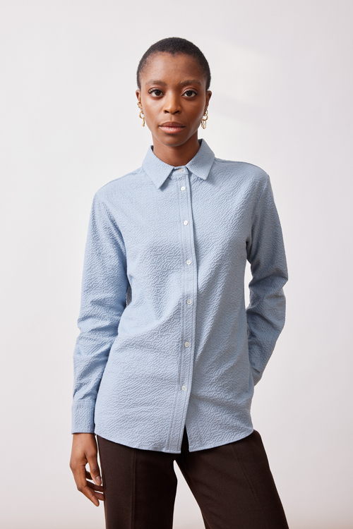 Mardi editions - SS23 - Chemise Agathe Laine coton Bleu gris (165€) (3)