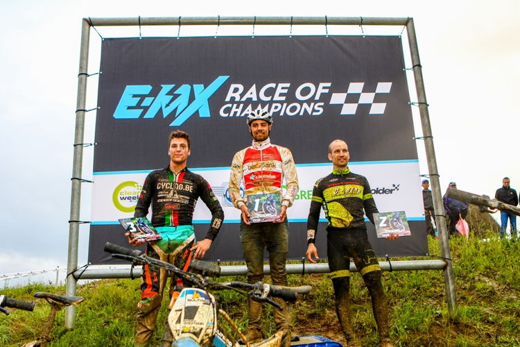 EMX Race of Champions podium from left to right: Jimmy Tielens, Vincent Baestaens, Stijn Hofman