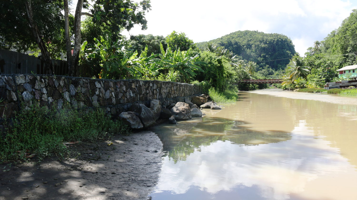 River bank stabilisation wall, Anse La Raye