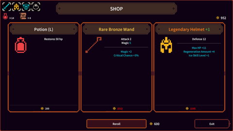 Tienda dentro del juego Delve Survivors mostrando un objeto legendario a la venta