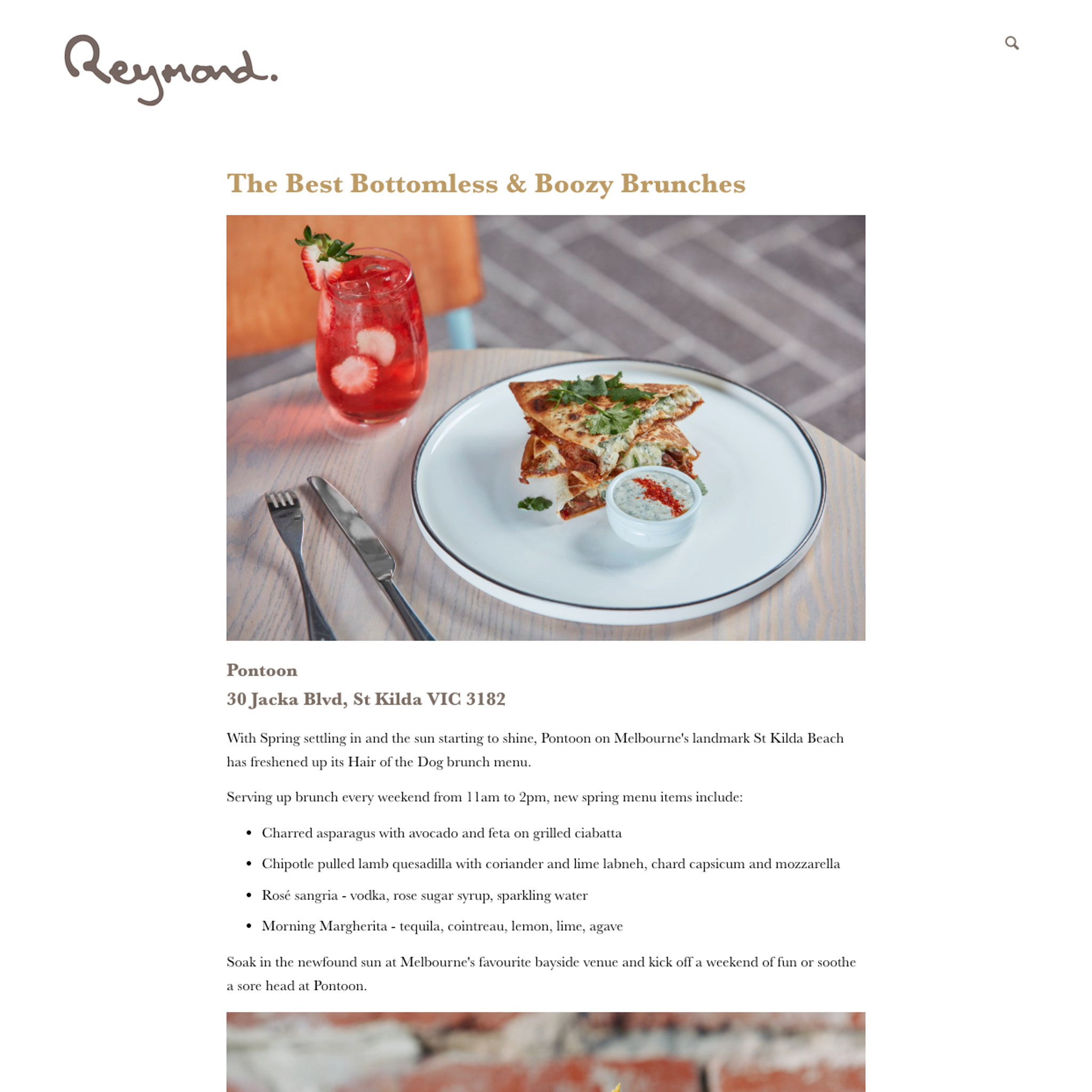 Food & Beverage Press Release Example Reymond