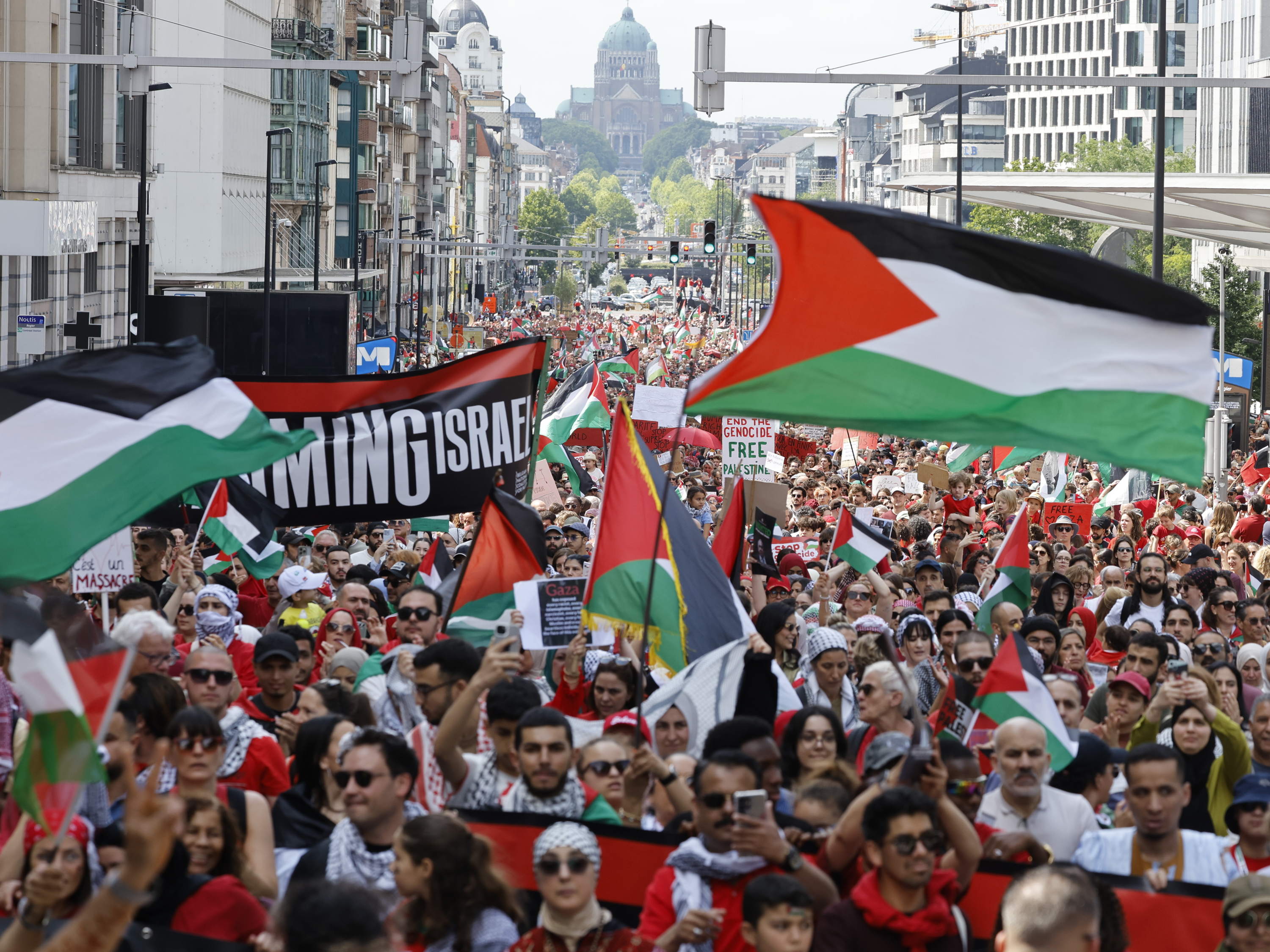 Thousands protest in Brussels against violence in Gaza