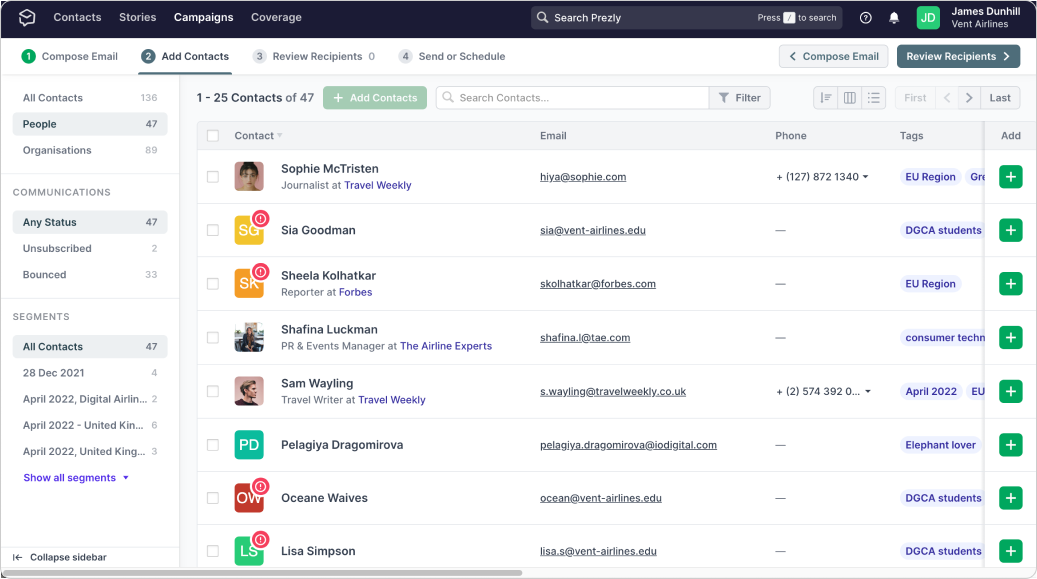Step 2 of Campaigns – Add Contacts Step 2 of Campaigns – Add Contacts