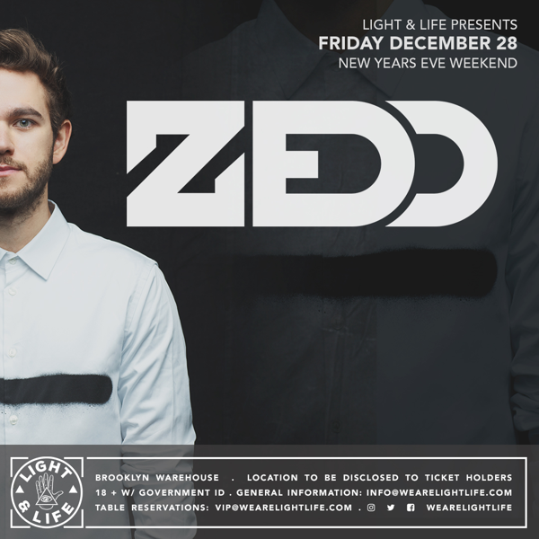 Light & Life Announces ZEDD at Brooklyn Warehouse on December 28th