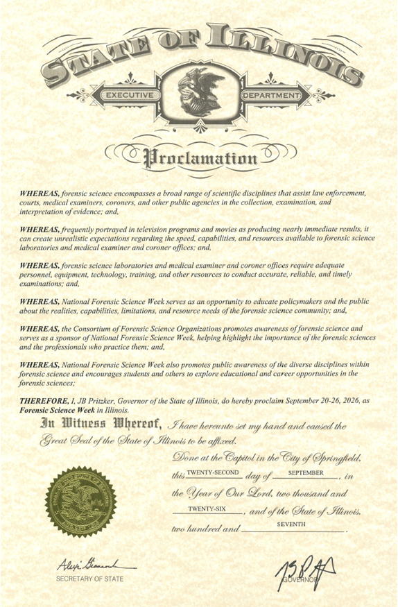 Illinois Forensic Science Week Proclamation