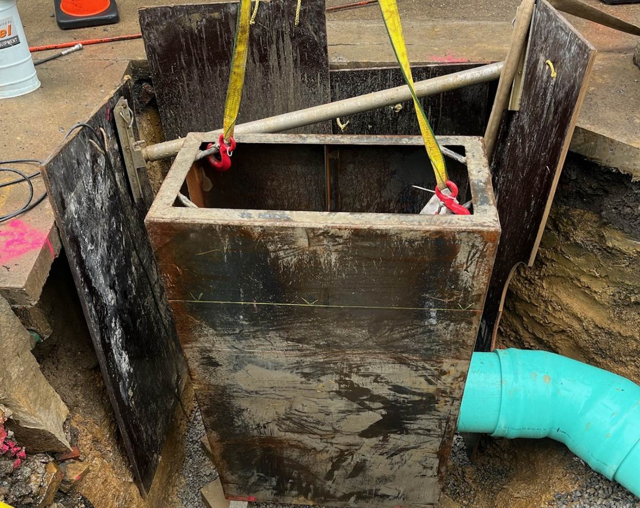 New catch basin recently installed at Fifth Avenue and Van Braam Street