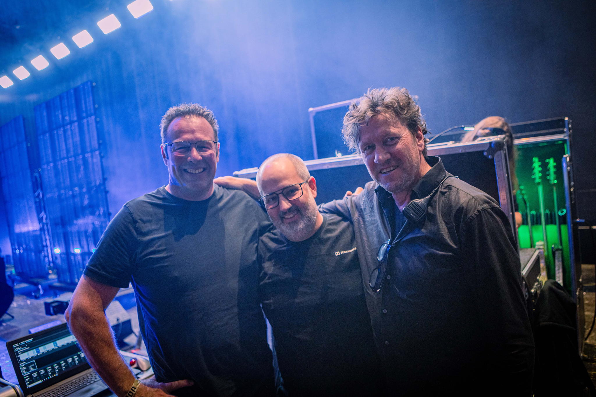Monitor engineer Jelmer Dijkstra (left), Sennheiser technical application engineer Vincent Tilgenkamp (middle) and FoH engineer Marty Brugmans (right) Monitor engineer Jelmer Dijkstra (left), Sennheiser technical application engineer Vincent Tilgenkamp (middle) and FoH engineer Marty Brugmans (right)