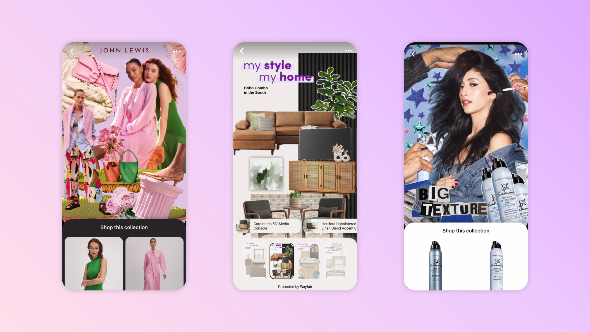 Marcas como John Lewis, Wayfair y Bumble and bumble están probando collages para anunciantes.