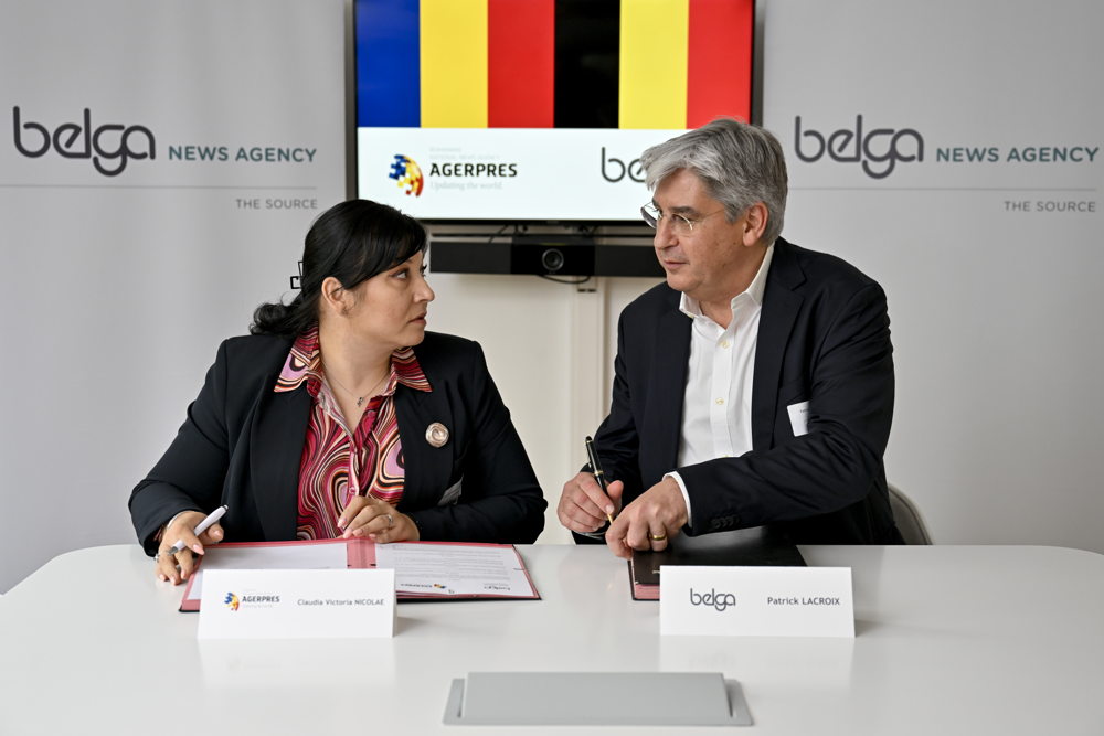 Claudia Nicolae, Agerpres en Patrick Lacroix, Belga © Dirk Waem - Belgaimage