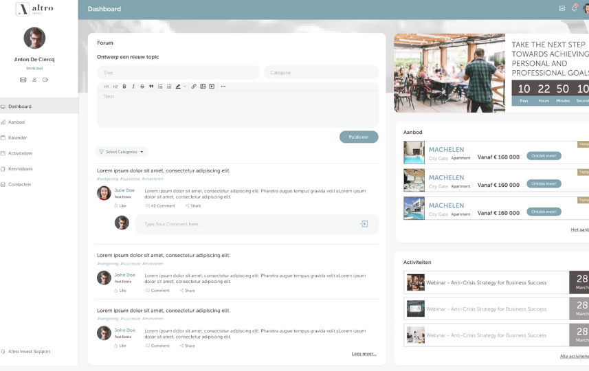 Online netwerkplatform Altro Invest. Online netwerkplatform Altro Invest.