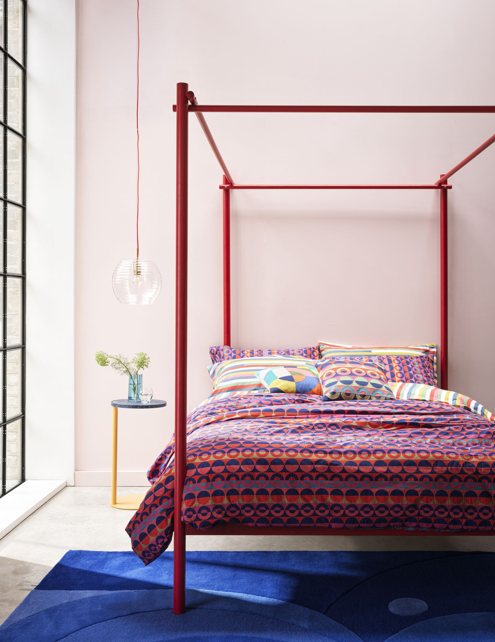 Habitat 60 Ronda Bedding Set Double, £65; Habitat 60 Levi Embroidered Cushion, £20; Habitat 60 Ronda Embroidered Cushion, £20; Habitat Klee Bedding Set Double, £35 Habitat 60 Ronda Bedding Set Double, £65; Habitat 60 Levi Embroidered Cushion, £20; Habitat 60 Ronda Embroidered Cushion, £20; Habitat Klee Bedding Set Double, £35