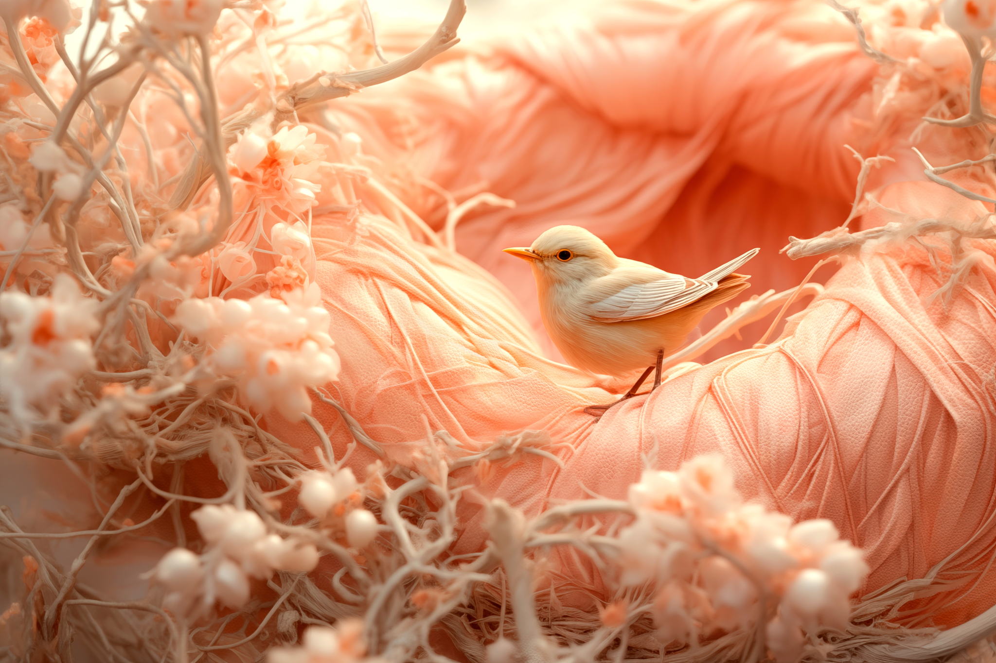 The original image of the bird nesting in Ultrafabrics' Brisa fabric