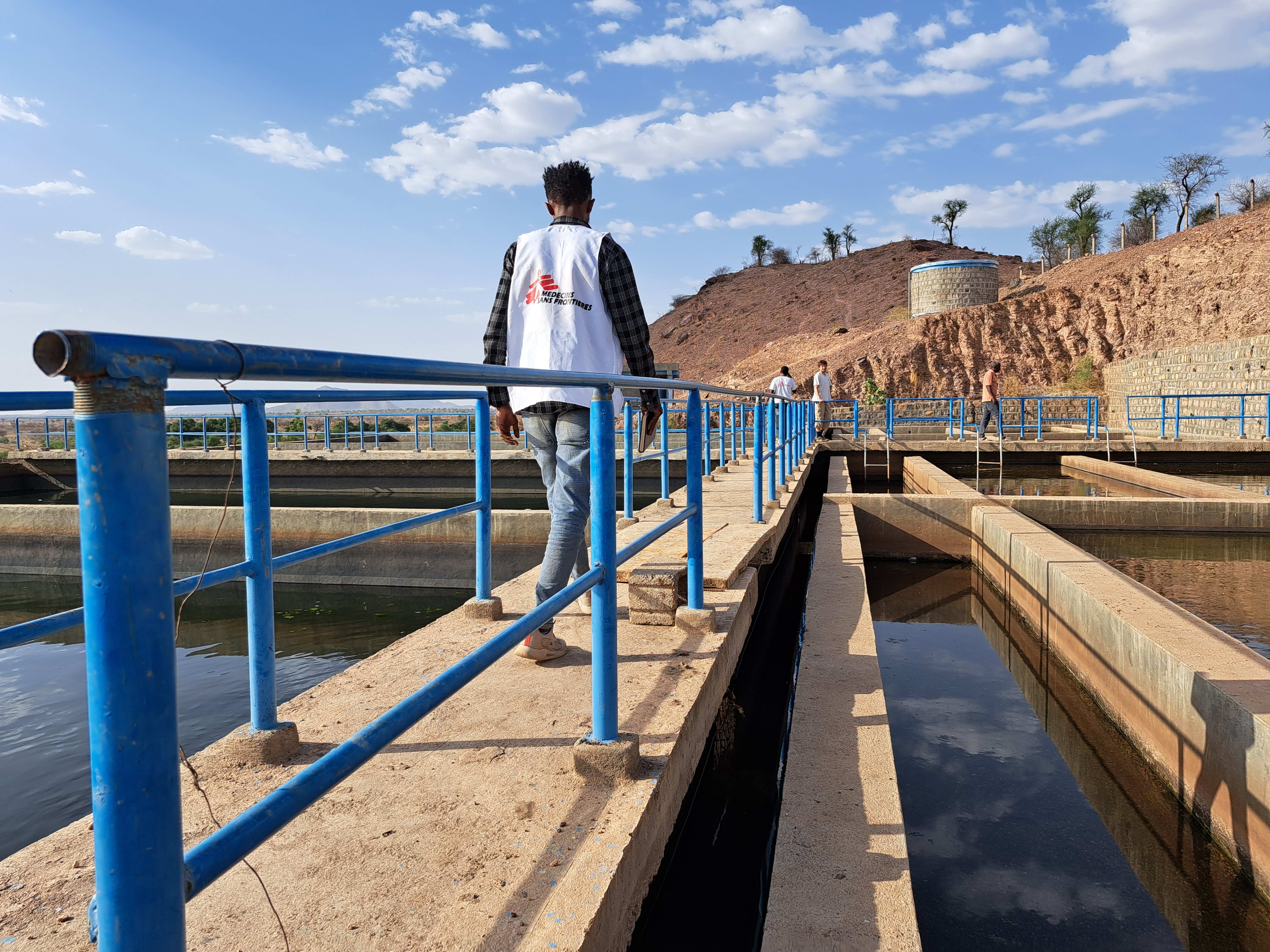 Sheraro water treatment plant. Since December 2022 MSF has been trucking clean water from Sheraro treatment plant to 6 IDP camps. At the height of the emergency intervention, MSF trucks delivered 1.4 million litres every day. Photogrpaher: Gabriella Bianchi. Date: 15/05/2023. Location: Ethiopia Sheraro water treatment plant. Since December 2022 MSF has been trucking clean water from Sheraro treatment plant to 6 IDP camps. At the height of the emergency intervention, MSF trucks delivered 1.4 million litres every day. Photogrpaher: Gabriella Bianchi. Date: 15/05/2023. Location: Ethiopia