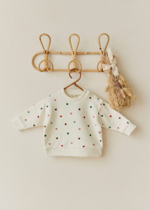 Petit Sézane - Sweat-Shirt Bébé MARCEAU Ecru-Coeurs Multico