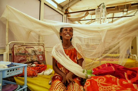 Malou Badliho, 32 years old, in the MSF maternity ward in Um Rakuba Camp, Al ​ Gedaref State. November 2024.