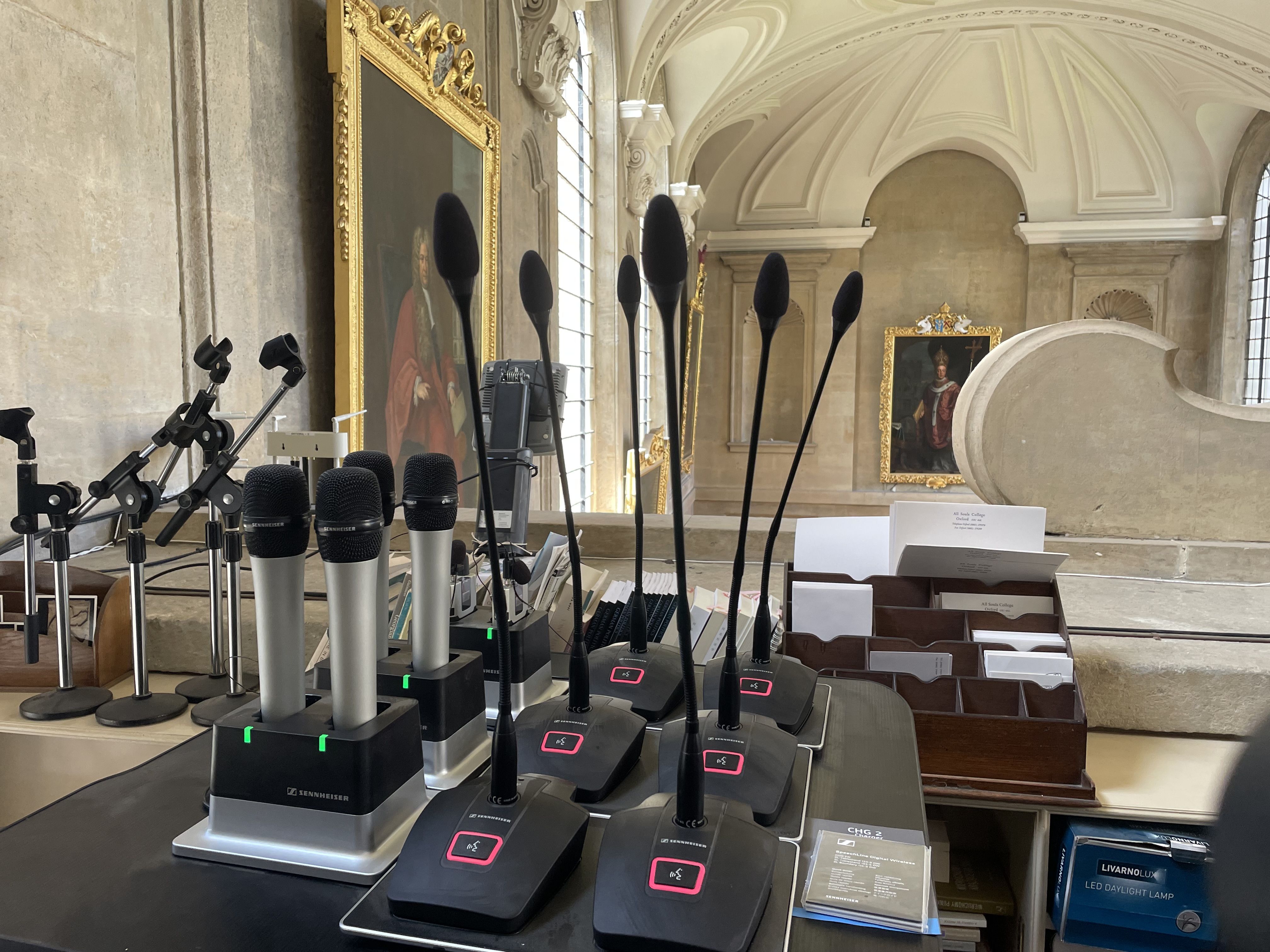 SpeechLine Digital Wireless (SLDW) microphone system selected by the prestigious All Souls College to enhance audio in one of the college’s oldest, most unique meeting rooms