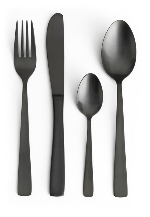 Habitat Nurture Satin Black 16pc Cutlery Set