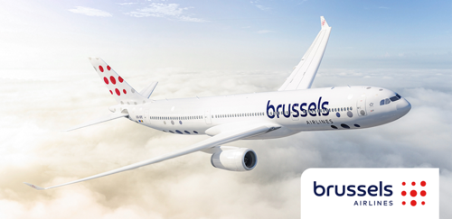 De eerste vlucht van Brussels Airlines in de nieuwe huisstijl is deze ochtend vertrokken