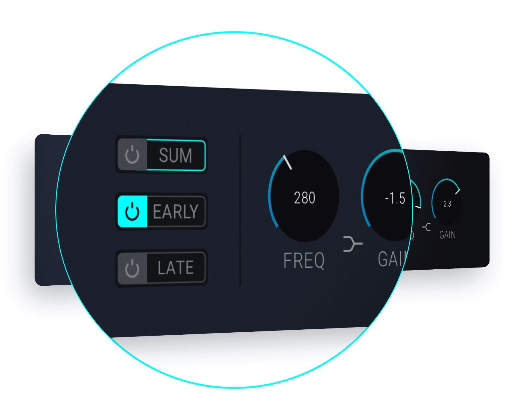 EXOVERB 配备三个多功能三频段均衡器，确保最大的调音灵活性。
