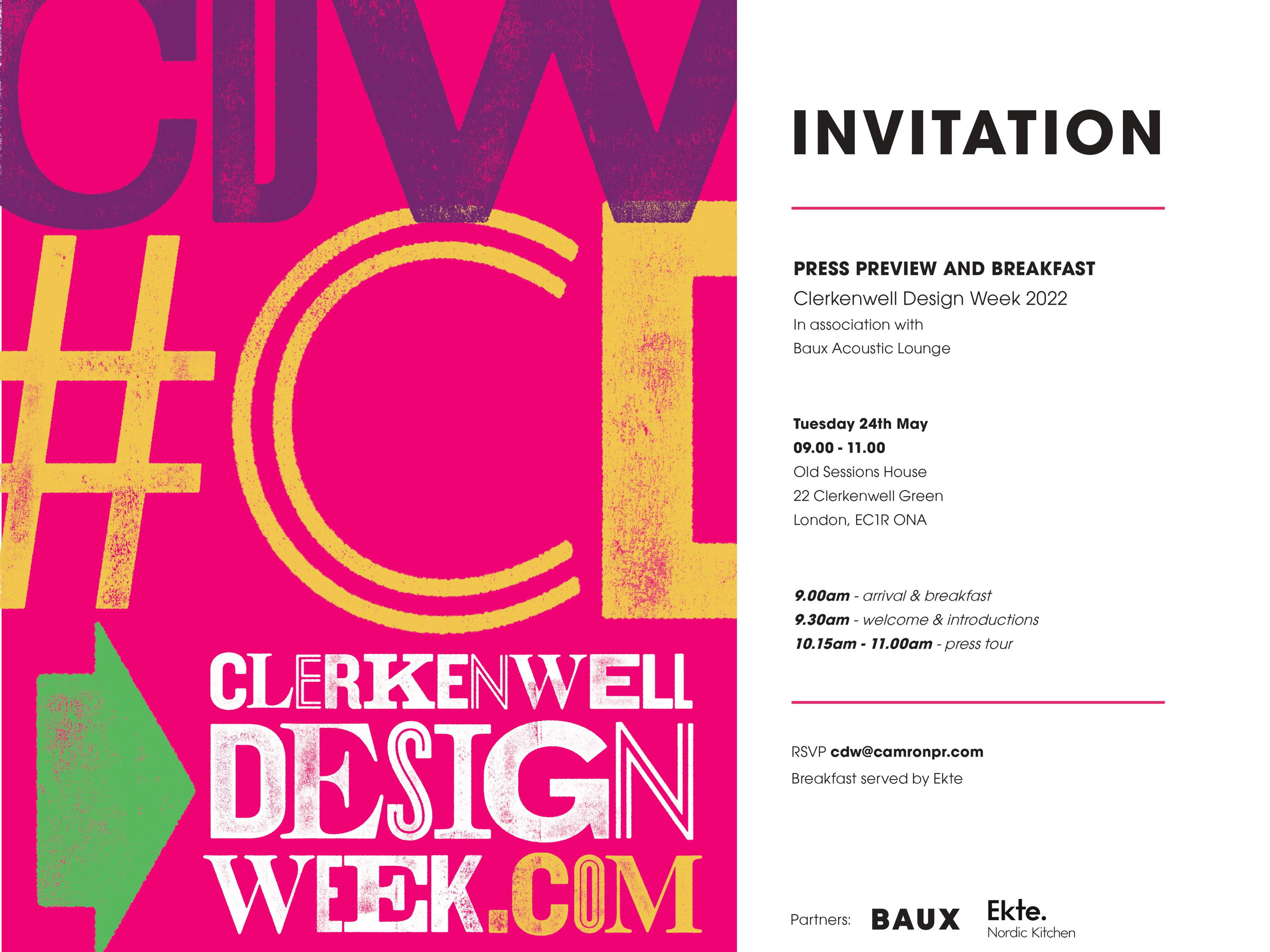 Press Breakfast Invitation: CDW 2022 // Tuesday 24th May