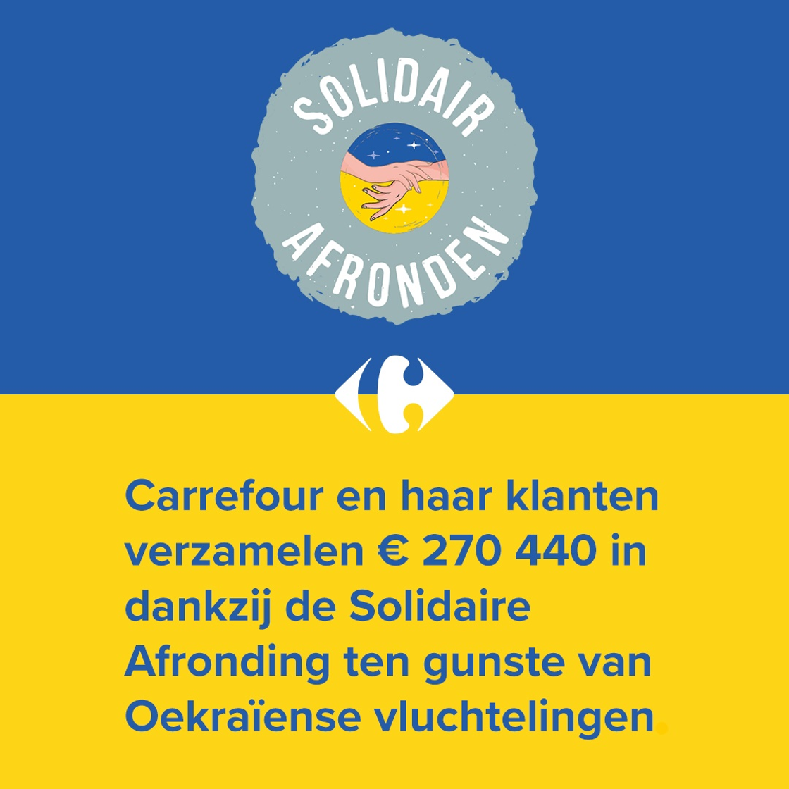 Carrefour en haar klanten verzamelen € 270 440 in dankzij de Solidaire Afronding ten gunste van Oekraïense vluchtelingen