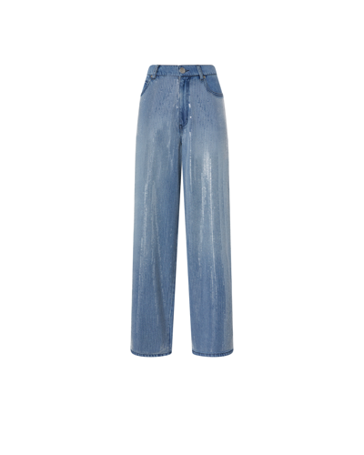 PINKO FW25 LAURYN LOOSE WET DROPLETS SEQUINS EMBROIDERED DENIM EUR485