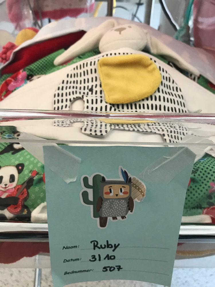 The bed of baby Ruby Callebaut