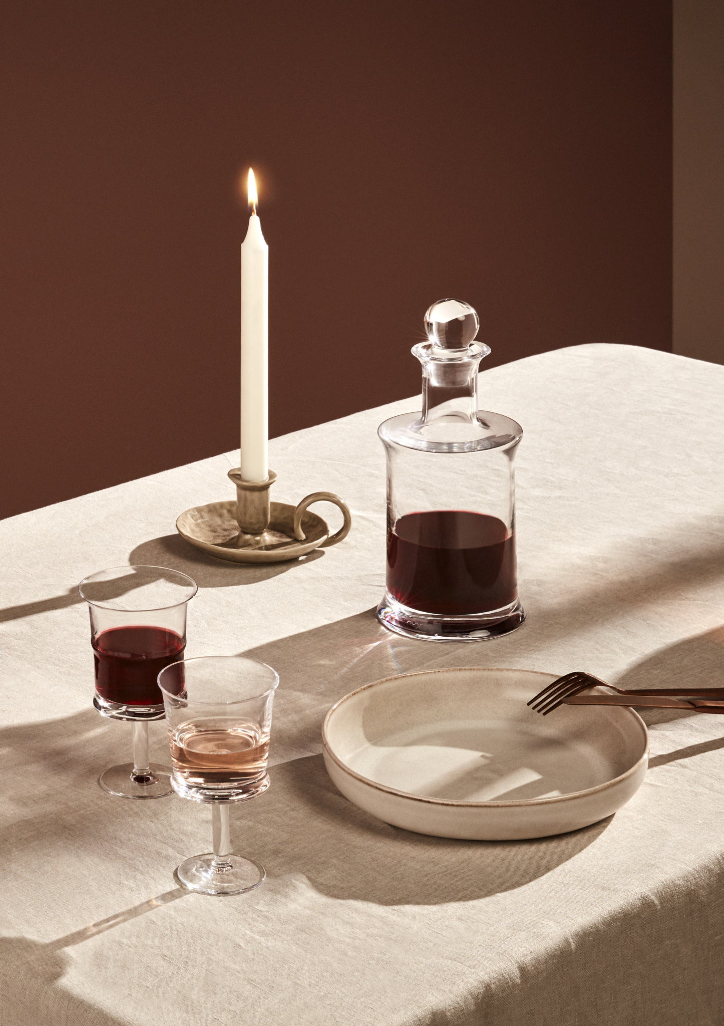Jour Wine Decanter, €109; Wine Glass, €48