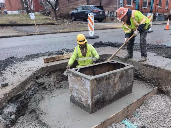 New catch basin recently installed at Forbes Avenue and Jumonville Street New catch basin recently installed at Forbes Avenue and Jumonville Street