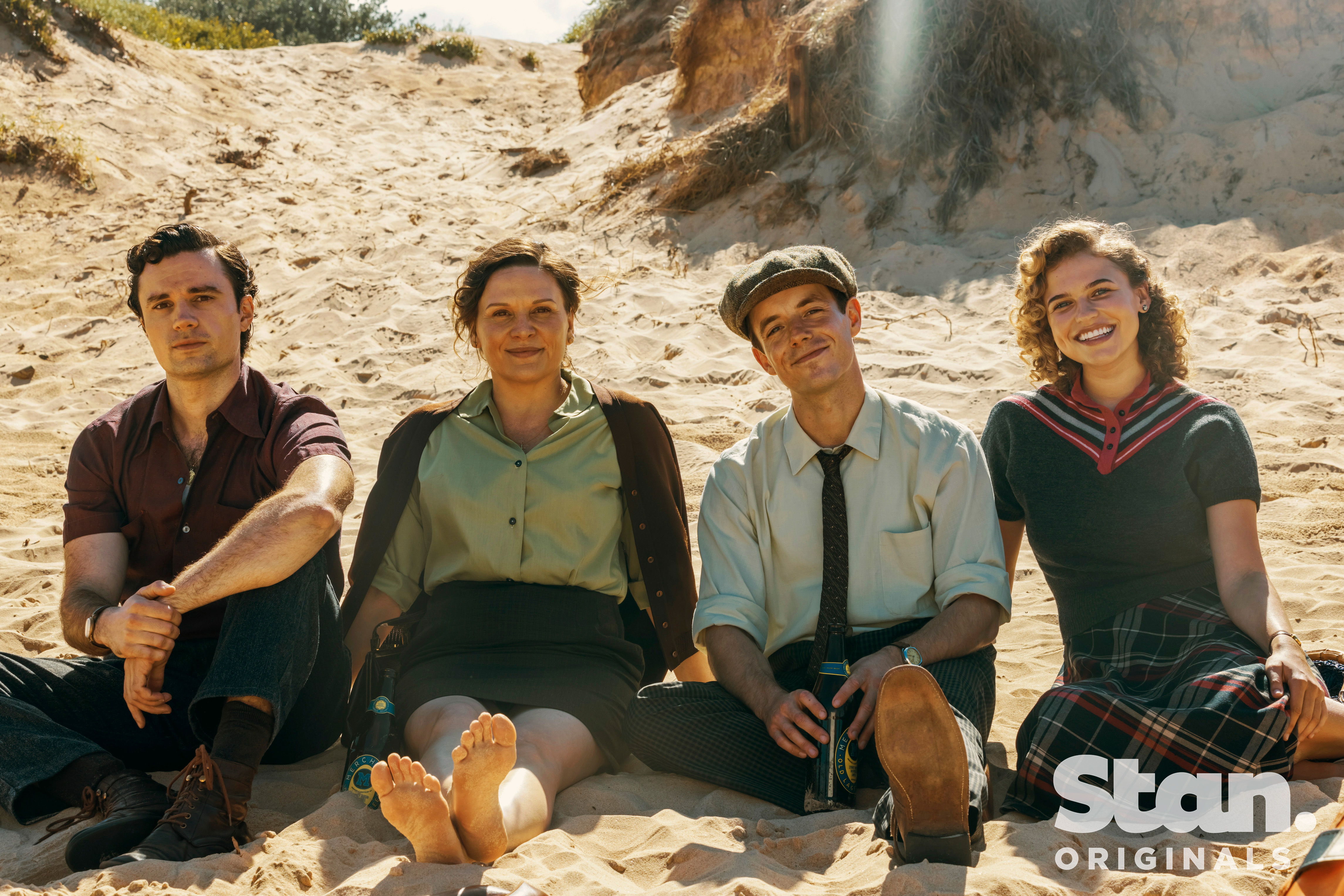 L-R: The Skinner Family-Sam Delich (as Ray), Maya Stange (as Maggie), Tommy Green (as Padraig) and Clare Hughes (as Birdie)