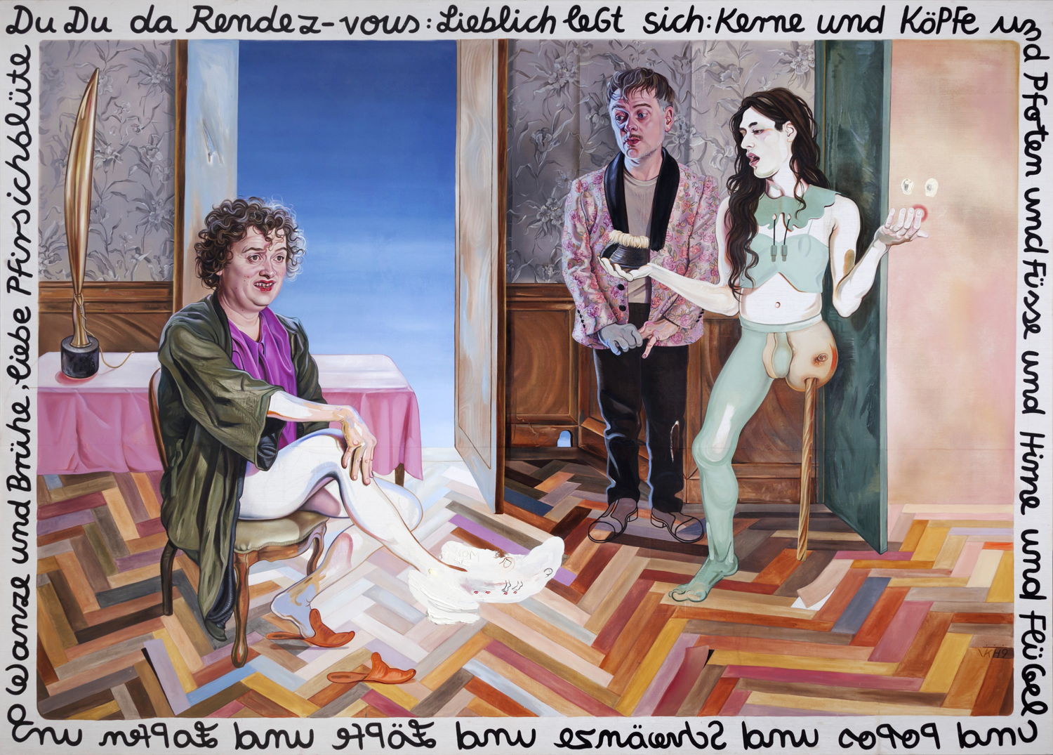 KATI HECK, Probe Pflanzung, 2019. Oil on canvas, 250 x 350 cm. Courtesy Tim Van Laere Gallery, Antwerp.