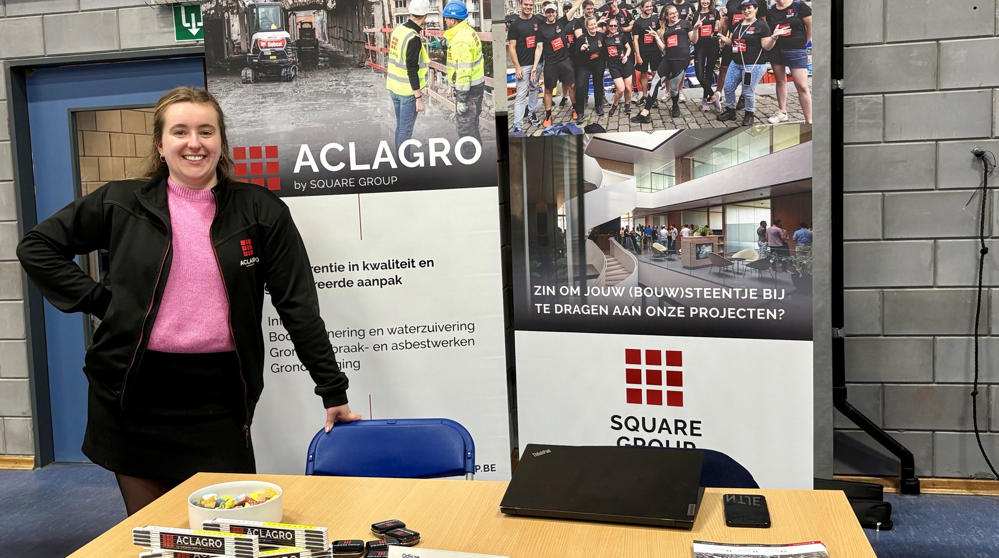 Odisee-alumnus Fran Smet bij stand van huidige werkgever Aclargo