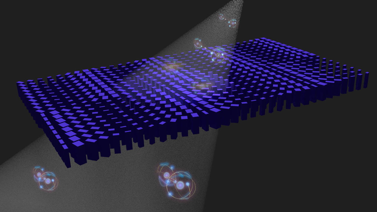 Artist's impression of the meta surface camera lens to image several quantum particles of light at once. Image credit: Kai Wang