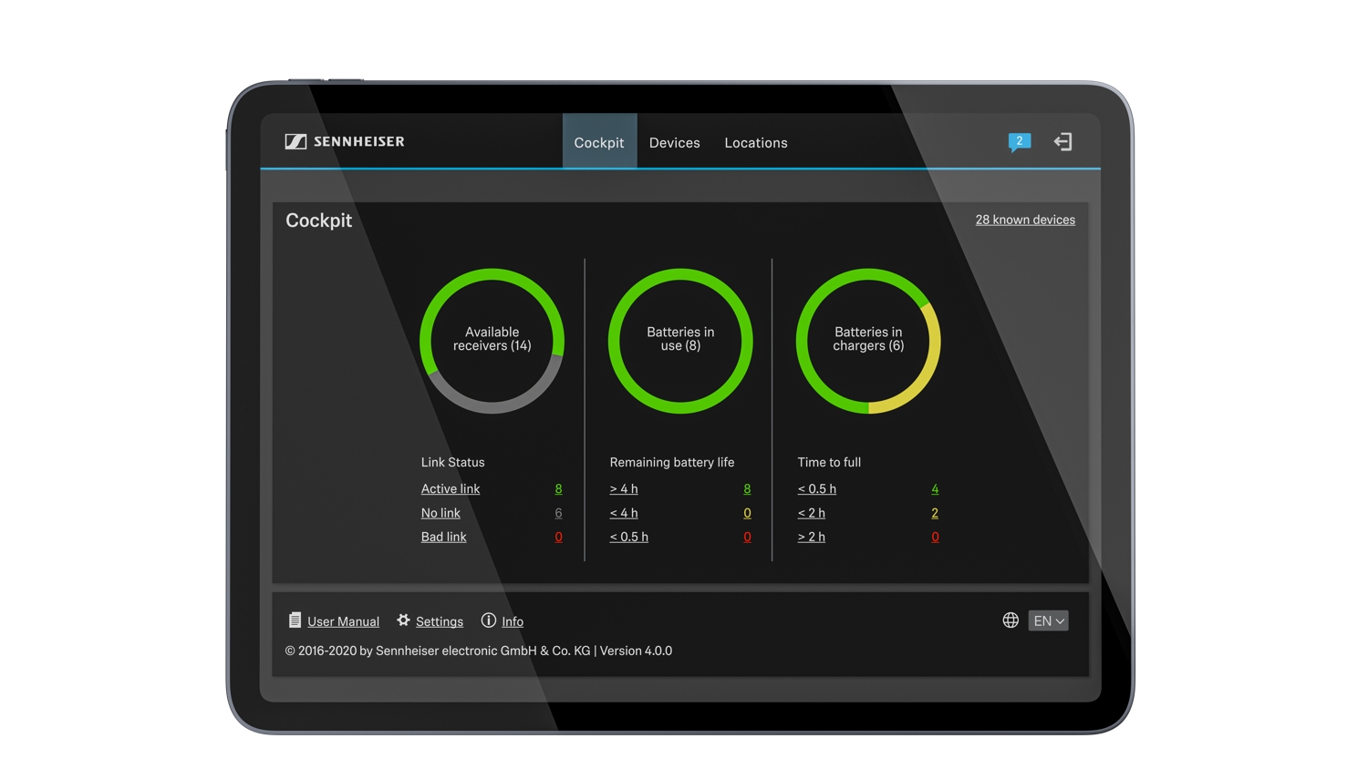 Sennheiser Control Cockpit 4.0.0 is able to monitor the new SpeechLine Multi-Channel Receiver and the Digital 6000 wireless microphone series