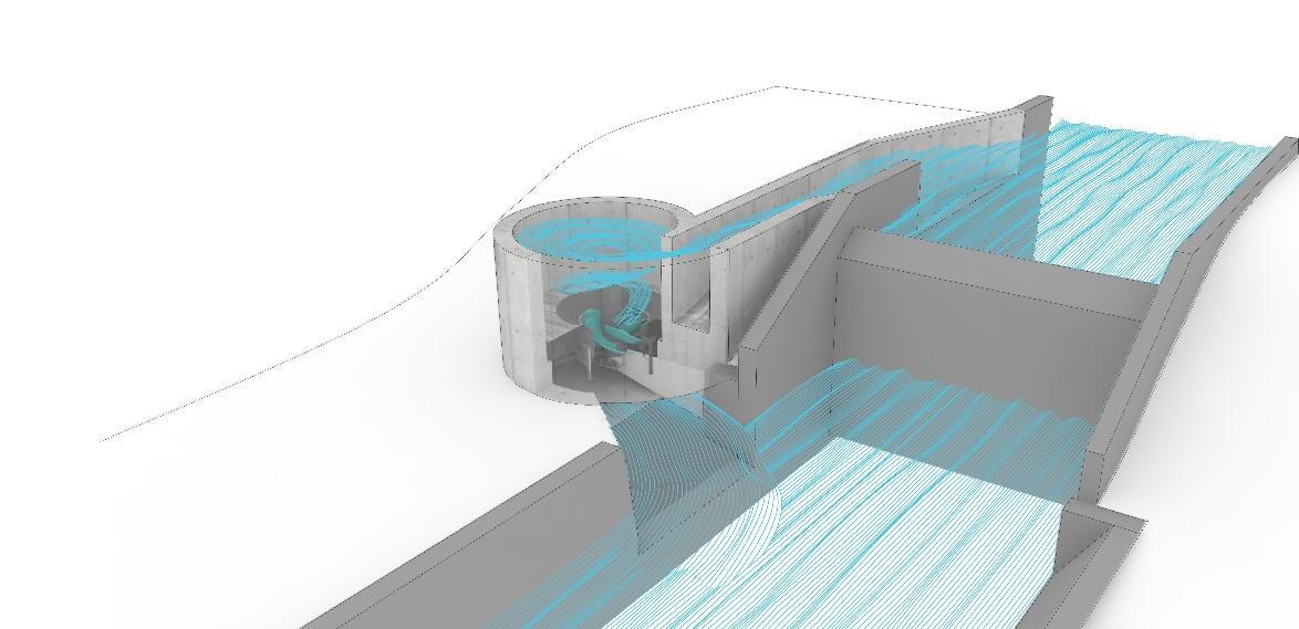 100kW turbine using the potential of a low height canal drop structure