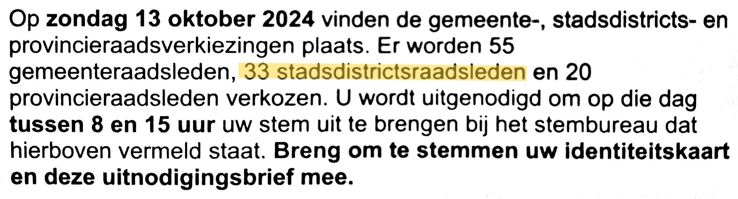 Uittreksel van een uitnodigingsbrief