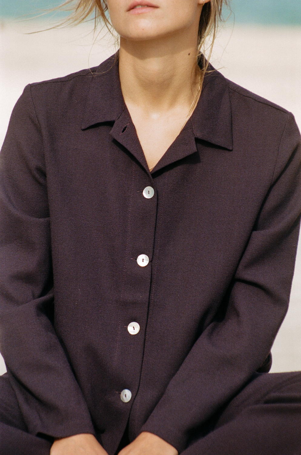 Mardi Editions_Blouse Olive - Crêpe de laine Prune_175€