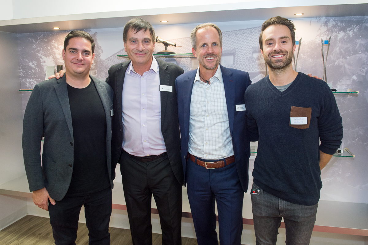 From left: Simple Plan’s Sound Engineer Frank Joly, Sennheiser's Nick Mandilaras, Andreas Sennheiser, and Simple Plan's Sébastien Lefebvre.