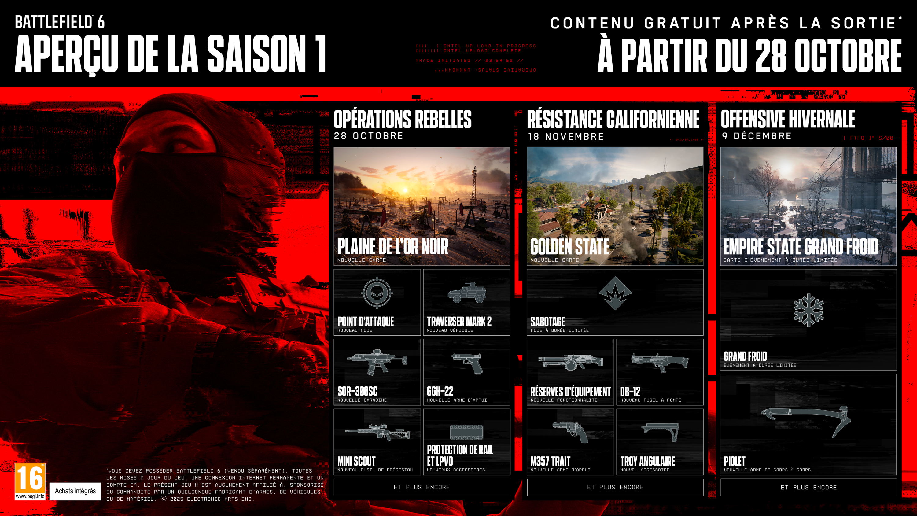 Battlefield 6 dévoile la feuille de route de la Saison 1 qui débutera le 28 octobre