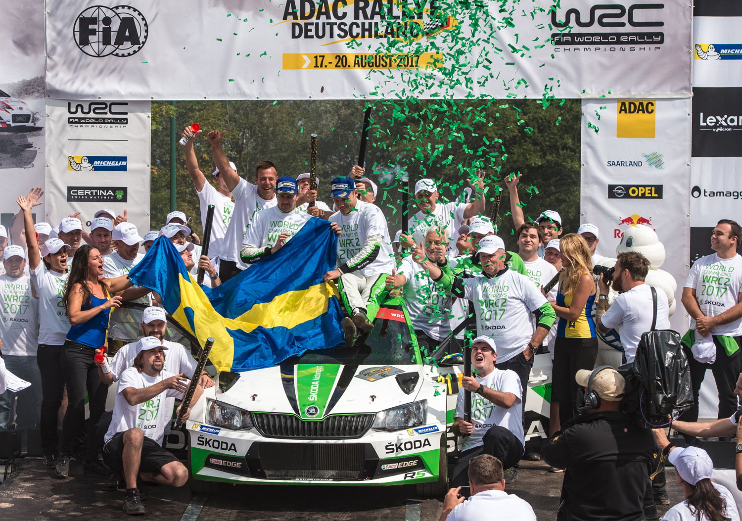 With a third place at ADAC Rallye Deutschland Pontus Tidemand/Jonas Andersson (ŠKODA FABIA R5) prematurely won the World Rally Championship (WRC 2)
