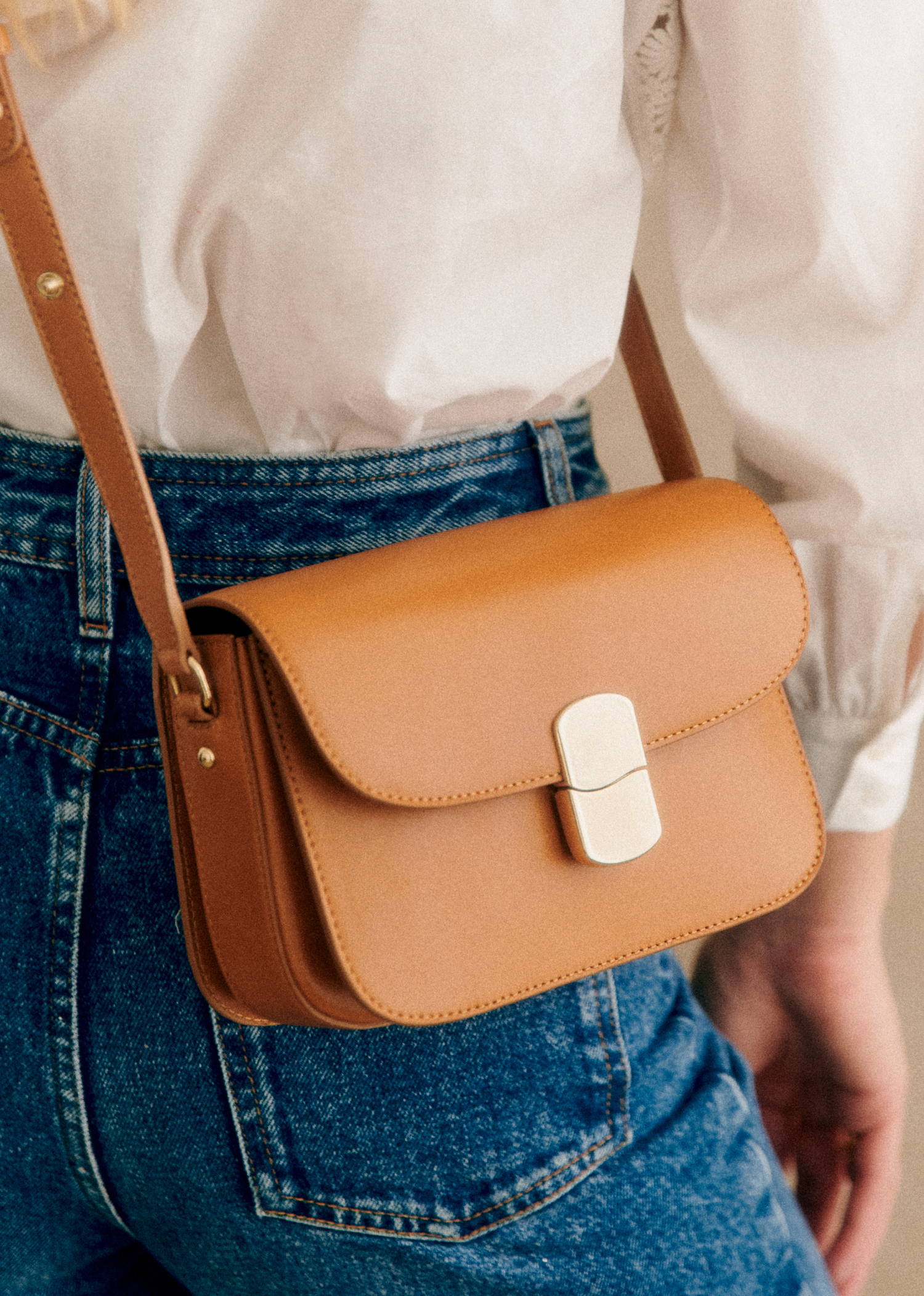 Sézane - Sac Mini Milo - Miel lisse - 335€
