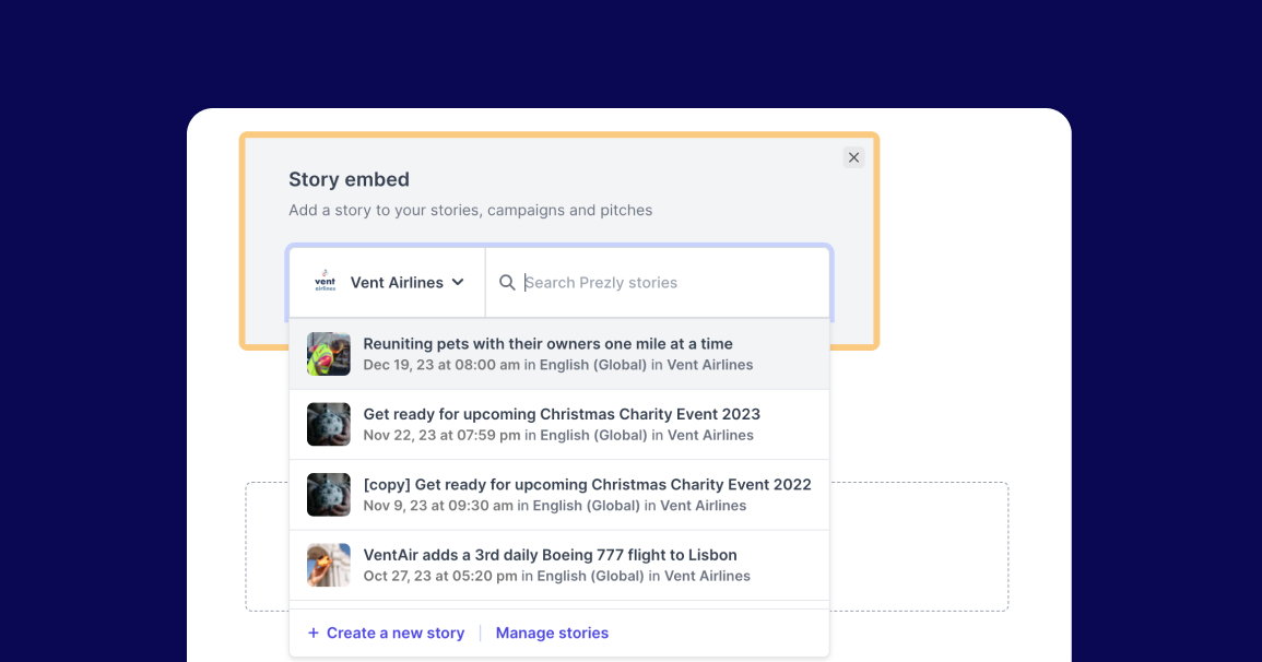 Cross-account story sharing